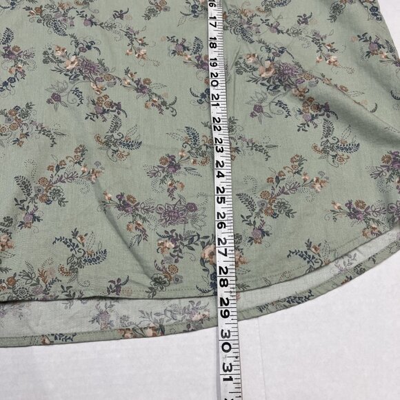 CJ Banks Top Women 2X Green Floral Tunic Peasant Boho Cottagecore Hippie Casual - Picture 6 of 7